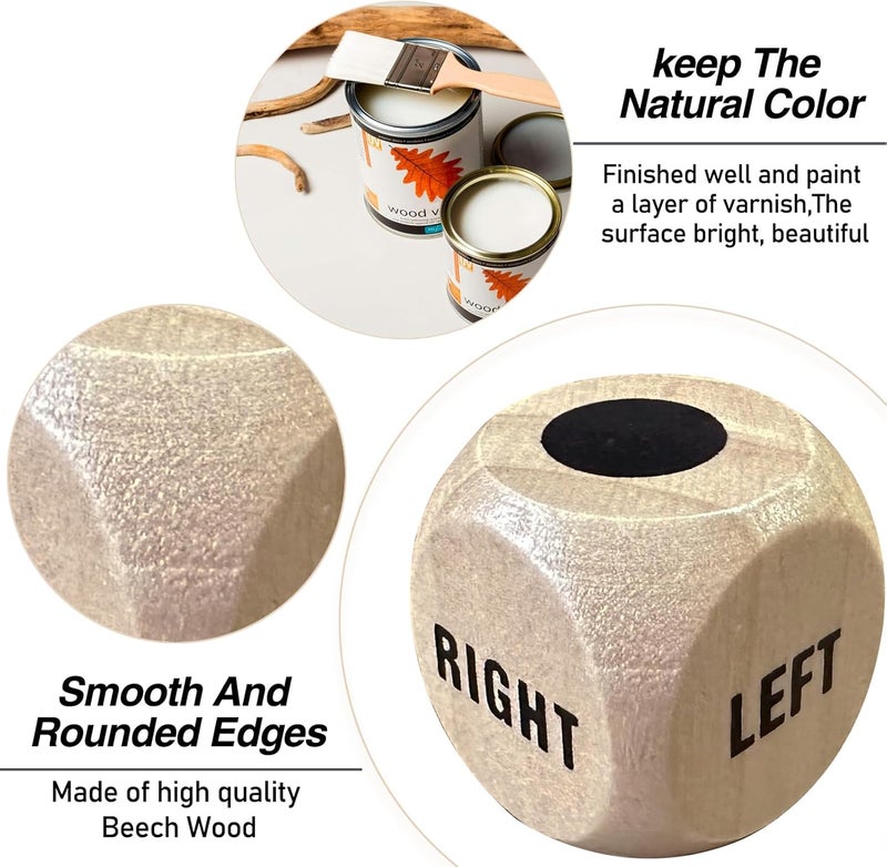 Failun Left Right Center Game Dice 1 Inch Wooden Dice with Drawstring Bag, Easy to Store and Carry Around, Convenient for Travel (3 pcs) - Image 5